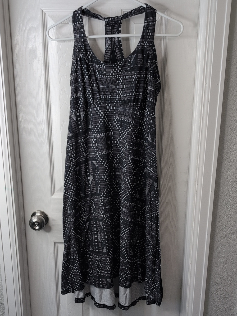Prana Black & Gray Geometric Tank Maxi Dress Size M